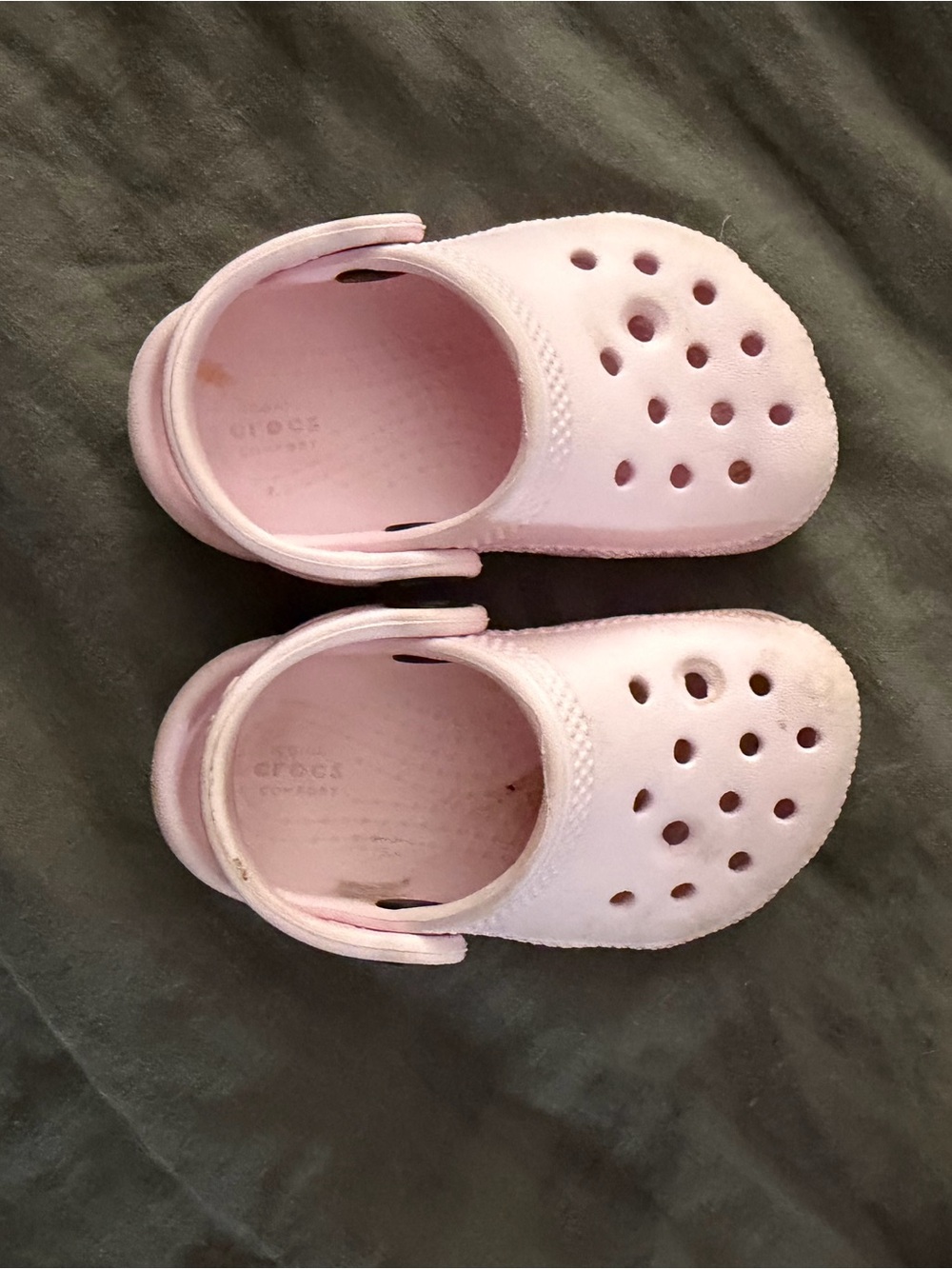 CROCS Kids Light Pink Foam Clogs with Heel Strap